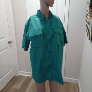RedHead Size M Teal Vented Button-up Fishing/Sporting Women's Short Sleeve Shirt